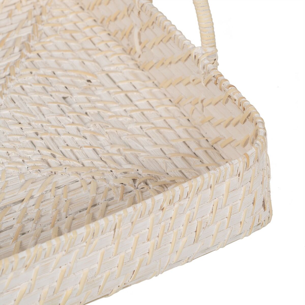 Bricka Vit Bambu Rattan 45 x 34 x 13 cm (2 antal)
